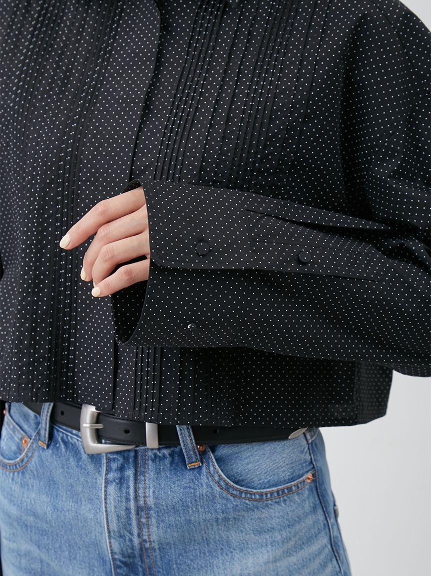 Mila Owen「ピンタックデザインクロップドドレスシャツ」|シャツ・ブラウス|