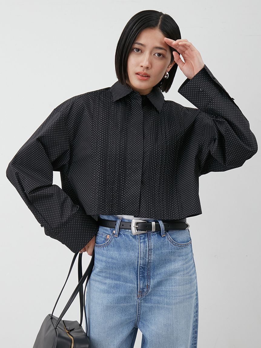 Mila Owen「ピンタックデザインクロップドドレスシャツ」|シャツ・ブラウス|