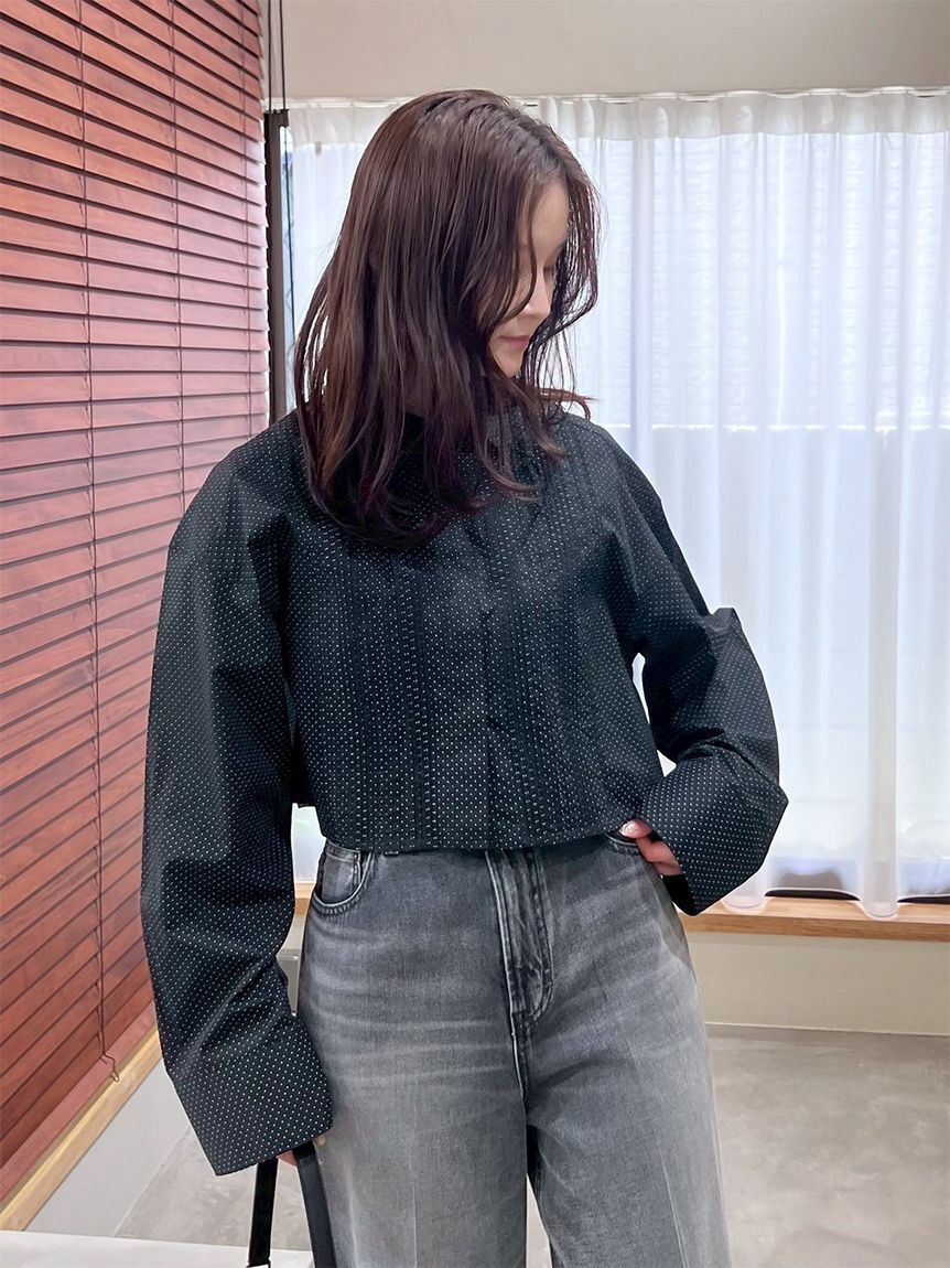 Mila Owen「ピンタックデザインクロップドドレスシャツ」|シャツ・ブラウス|