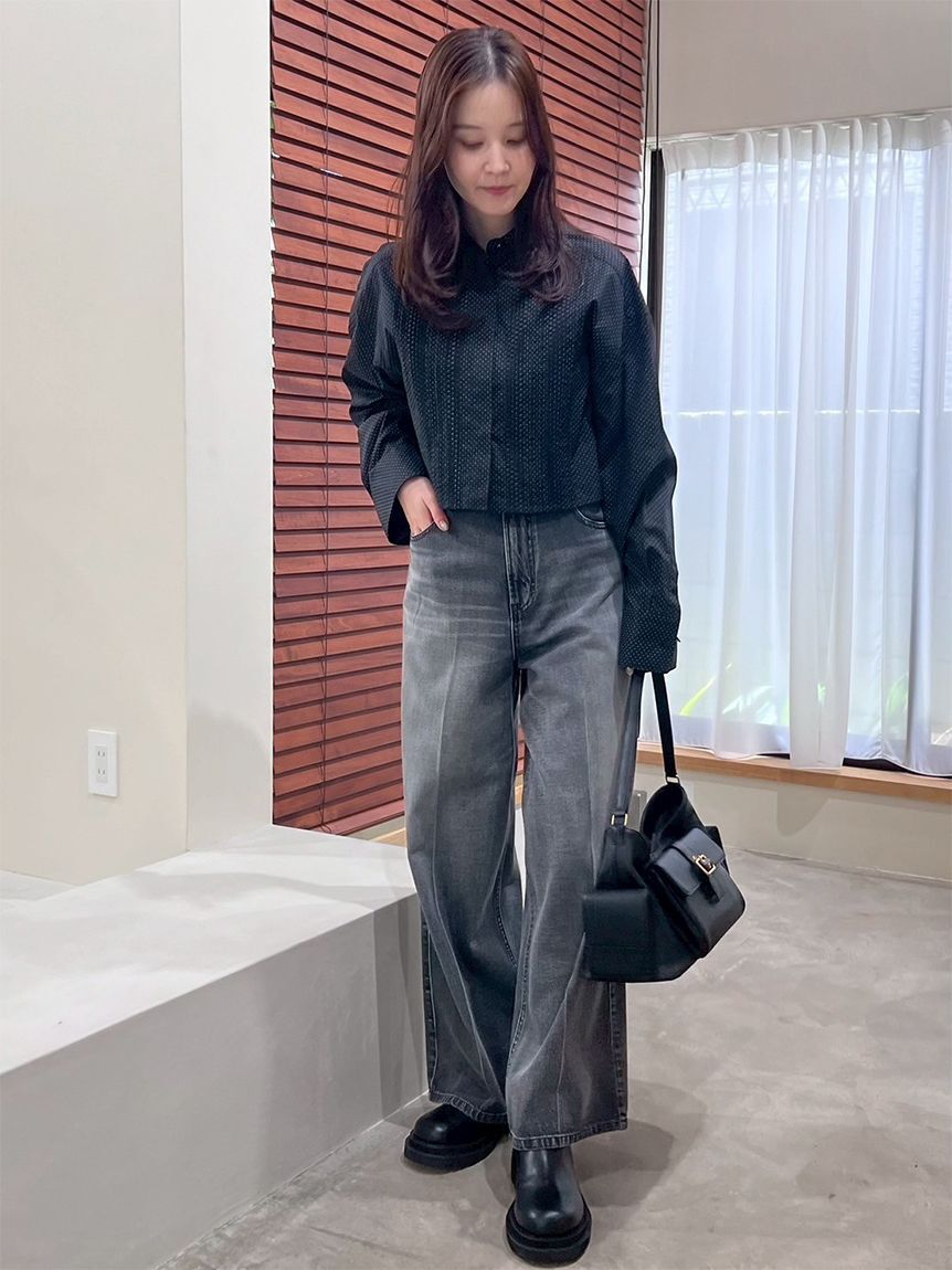 Mila Owen「ピンタックデザインクロップドドレスシャツ」|シャツ・ブラウス|