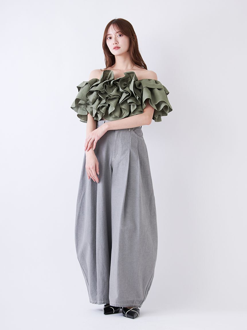 SNIDEL「【00サイズ/0TALLサイズあり】カーブデニムワイドパンツ」|デニム|