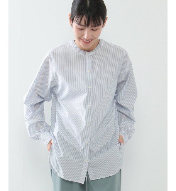 ikka「前後2WAYバンドカラーシャツ」|シャツ・ブラウス|ブルー