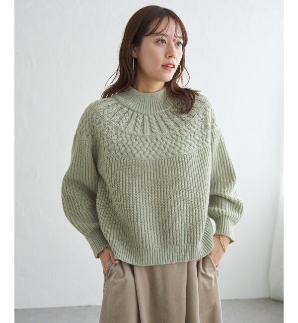 ikka「求心編みニットプルオーバー」|プルオーバー|ミントグリーン