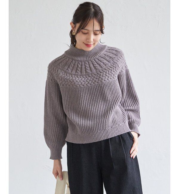 ikka「求心編みニットプルオーバー」|プルオーバー|コーヒー