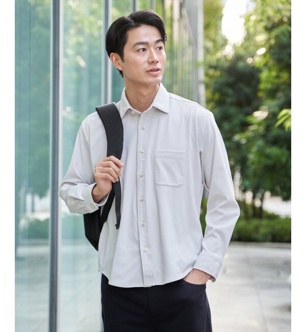 IKKA LOUNGE「GOKU楽ワークワッフルスイスカラーシャツ」|シャツ・ブラウス|グレー