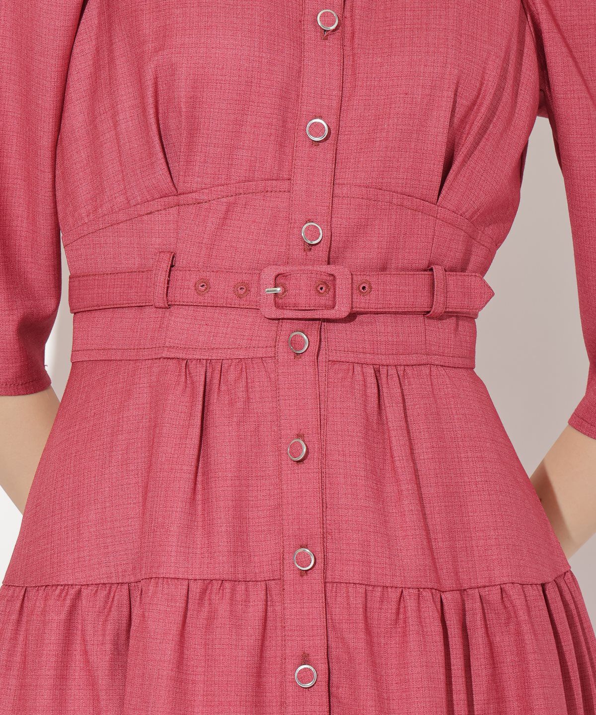 アンドクチュール「ベルト付ティアードシャツワンピース」|ワンピース|