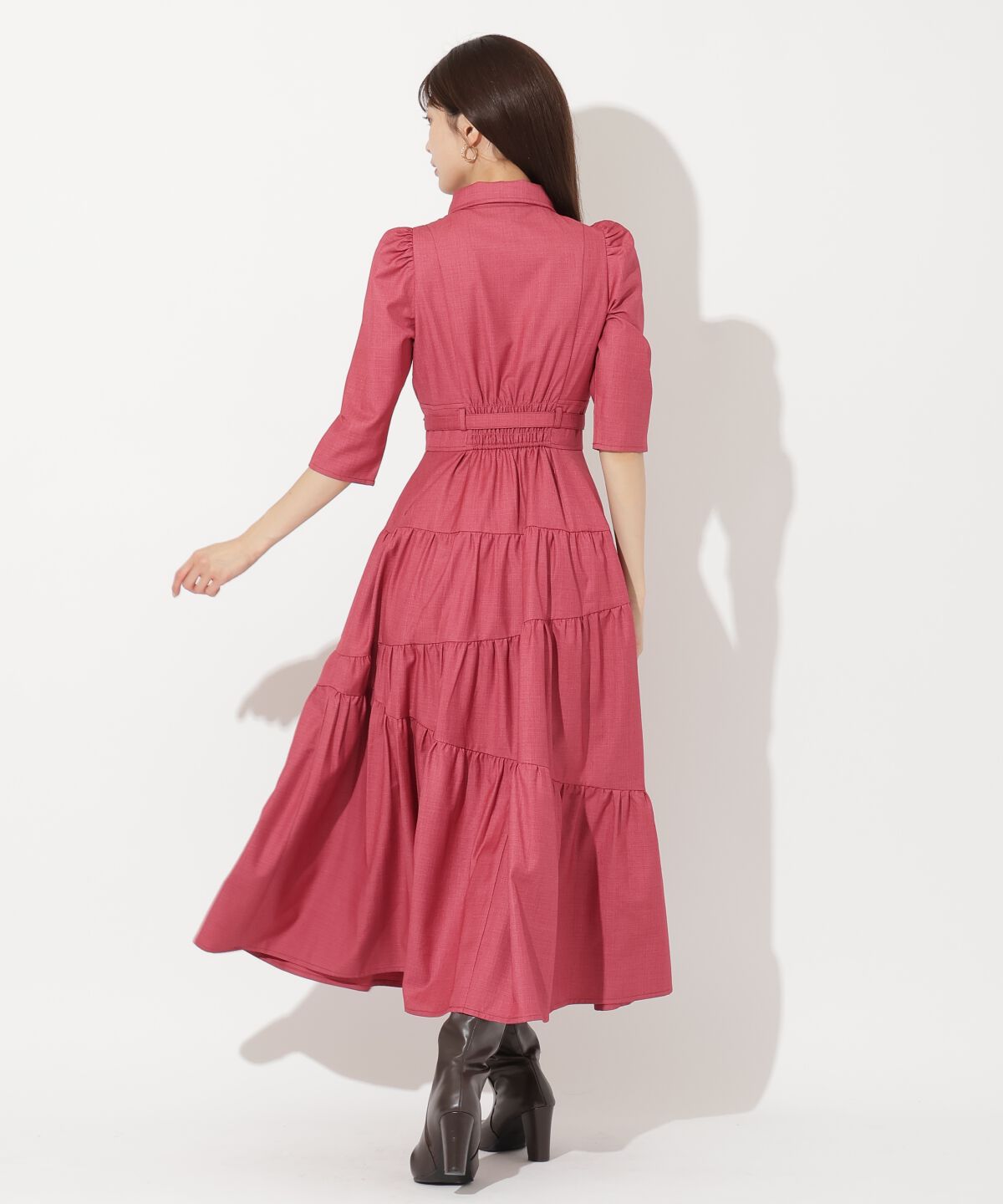 アンドクチュール「ベルト付ティアードシャツワンピース」|ワンピース|