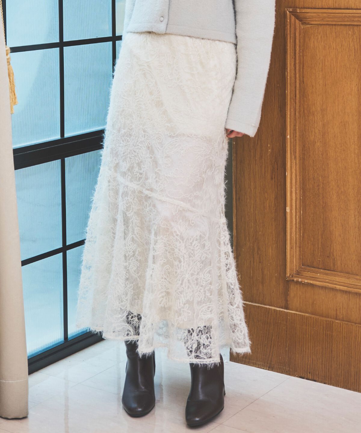 アンドクチュール「へアリーレースマーメイドスカート」|フレア|