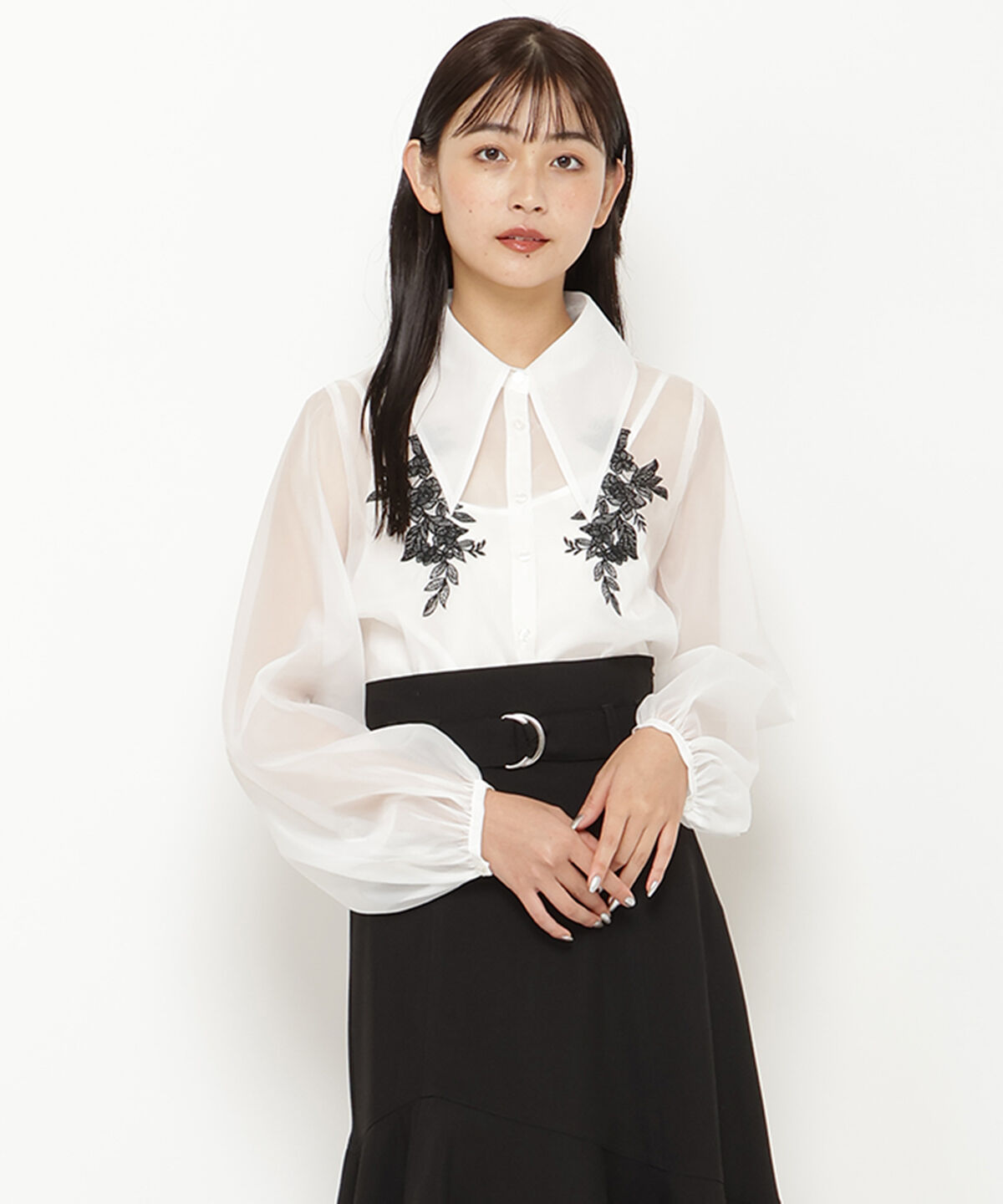 REDYAZEL「エンブロイダリーオーガンジーブラウス」|シャツ・ブラウス|