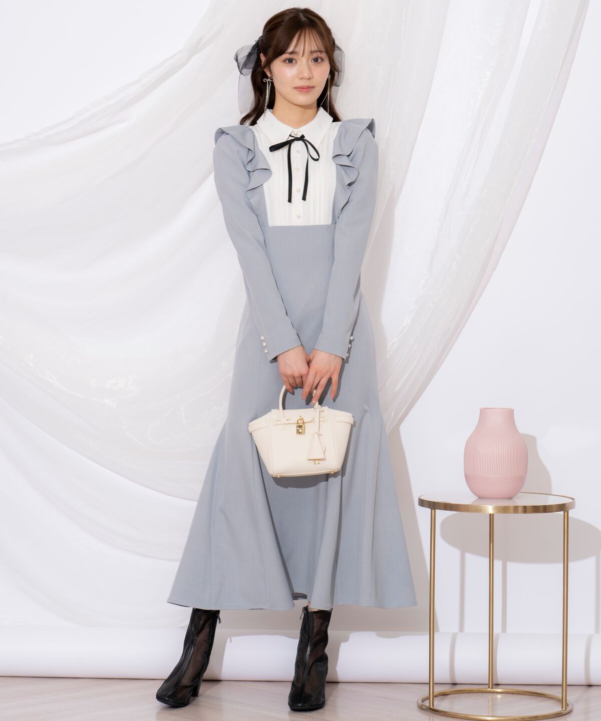 WILLSELECTION「配色ヨークマーメイドワンピース」|ワンピース|ブルー