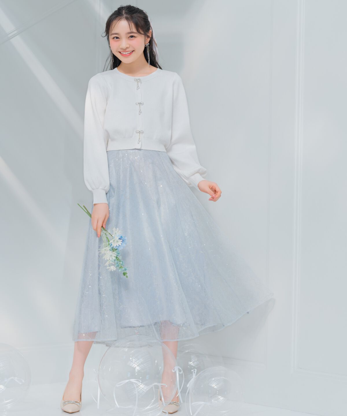 WILLSELECTION「スパンコール付きチュールスカート」|フレア|