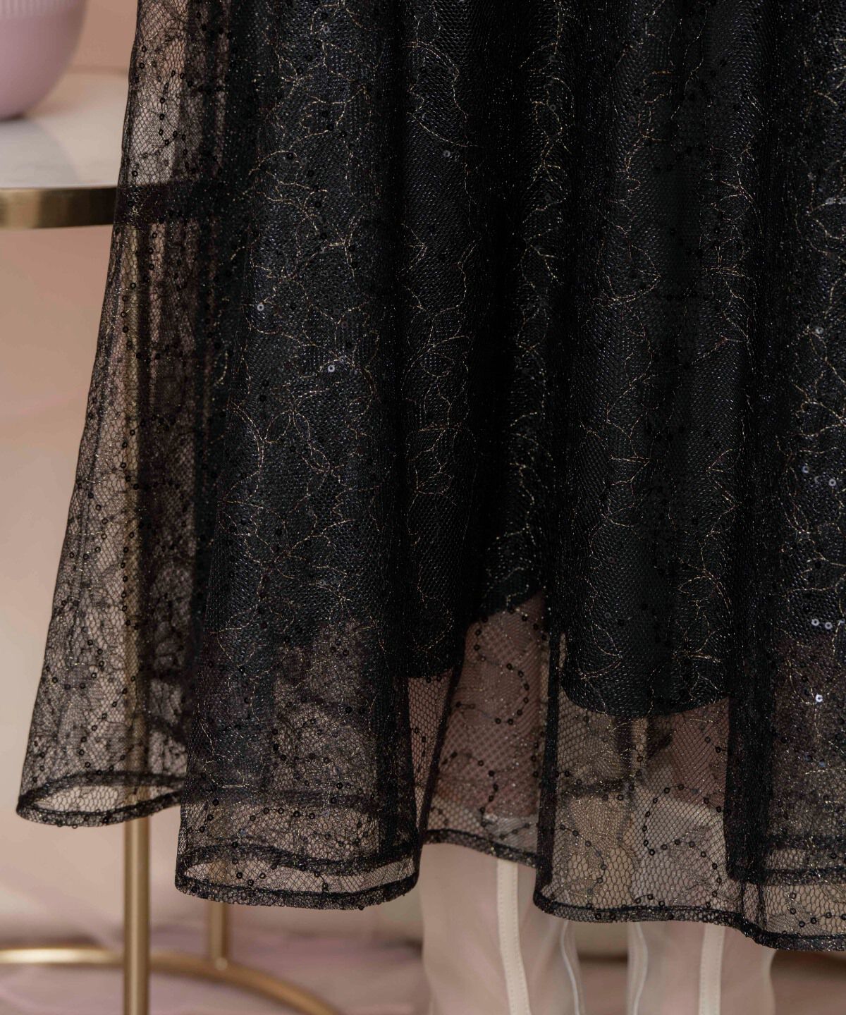 WILLSELECTION「スパンコール付きチュールスカート」|フレア|