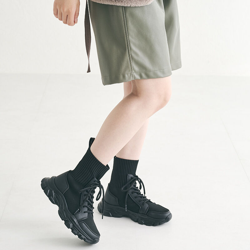 ORiental TRaffic「トラックソールレースアップニットブーツ/31438」|ショートブーツ|