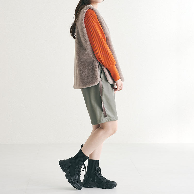 ORiental TRaffic「トラックソールレースアップニットブーツ/31438」|ショートブーツ|