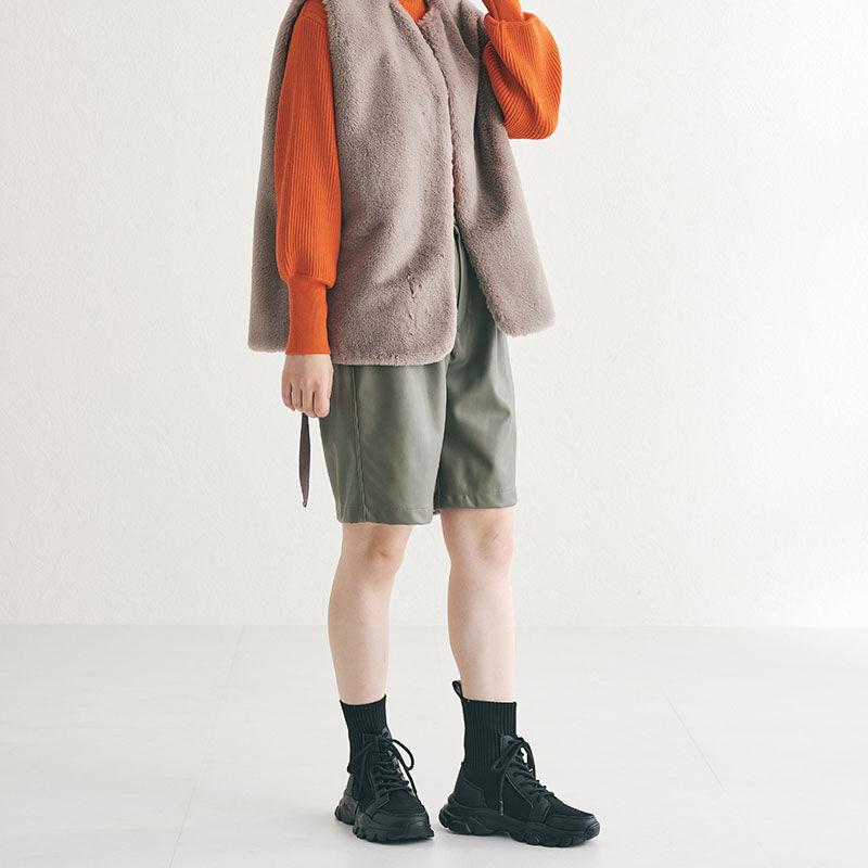 ORiental TRaffic「トラックソールレースアップニットブーツ/31438」|ショートブーツ|