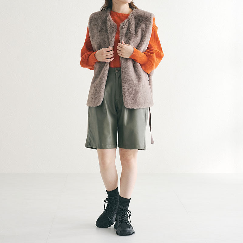 ORiental TRaffic「トラックソールレースアップニットブーツ/31438」|ショートブーツ|