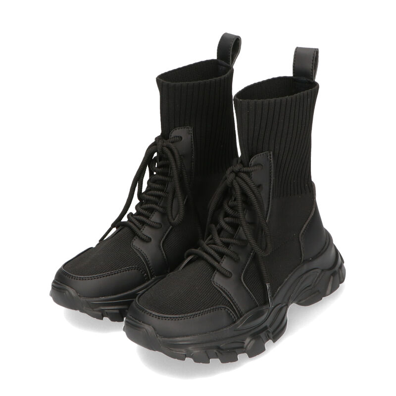 ORiental TRaffic「トラックソールレースアップニットブーツ/31438」|ショートブーツ|