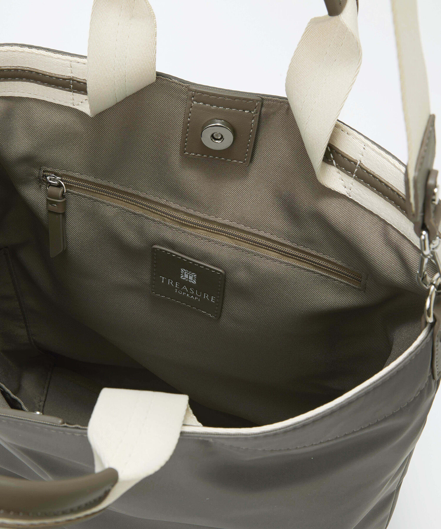 TOPKAPI TREASURE「【TREASURE TOPKAPI】ストライプハンドル ナイロン 縦型 2way トートバッグ A4対応」|トートバッグ|