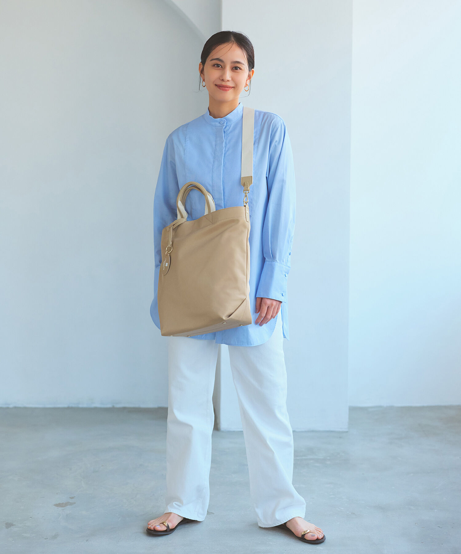 TOPKAPI TREASURE「【TREASURE TOPKAPI】ストライプハンドル ナイロン 縦型 2way トートバッグ A4対応」|トートバッグ|