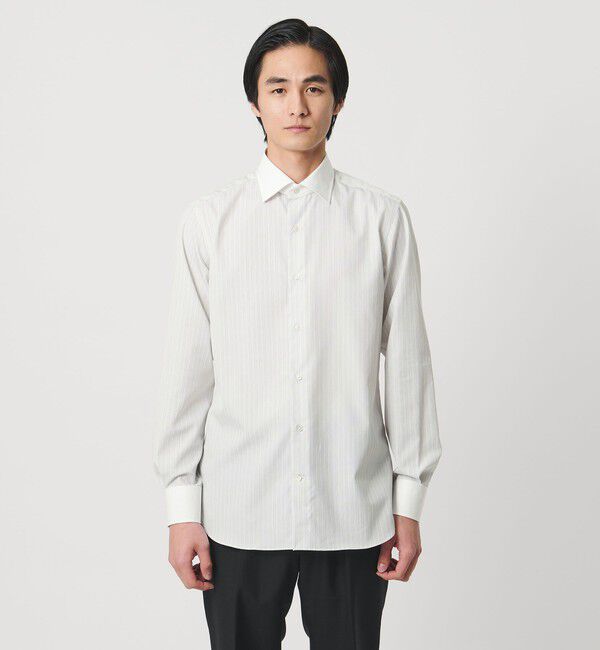 UNITED ARROWS「イージーケア AG ダブルストライプ セミワイドカラー クレリックシャツ ー抗菌防臭ー」|シャツ・ブラウス|