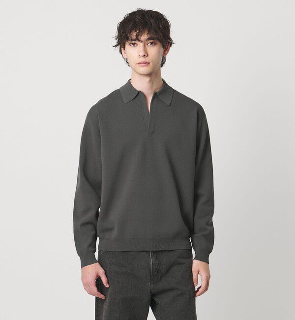 UNITED ARROWS「４シーズンズ ミラノリブ スキッパー ニット」|ニット・セーター|DK.GRAY