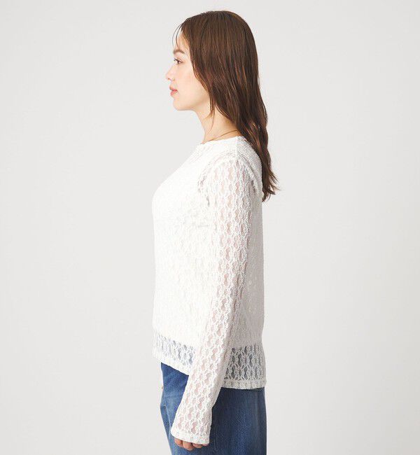 UNITED ARROWS green label relaxing「【WEB限定】＜at ease＞シャーリングレース プルオーバー カットソー」|Tシャツ・カットソー|