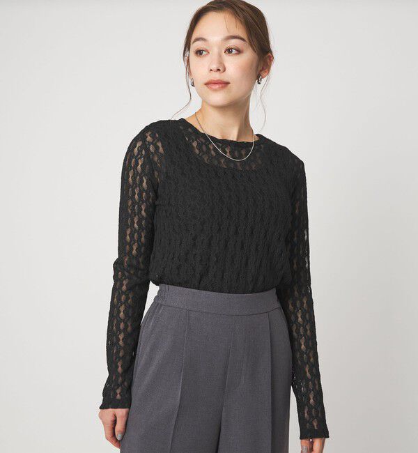 UNITED ARROWS green label relaxing「【WEB限定】＜at ease＞シャーリングレース プルオーバー カットソー」|Tシャツ・カットソー|