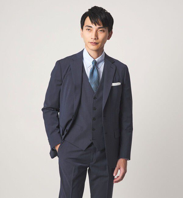 UNITED ARROWS green label relaxing「A+ TWPU トロピカル無地 スリム 5B セットアップ ベスト -ウォッシャブル-」|スーツ|