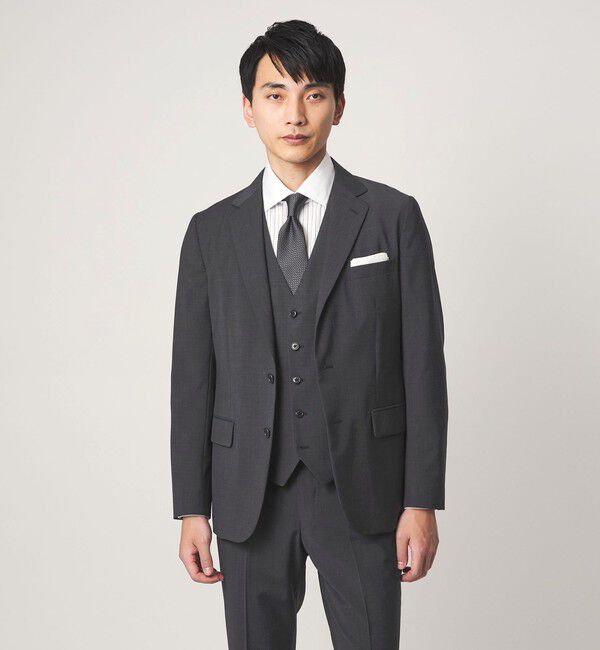 UNITED ARROWS green label relaxing「A+ TWPU トロピカル無地 2B スリム セットアップ ジャケット -ウォッシャブル・ストレッチ-」|スーツ|DK.GRAY