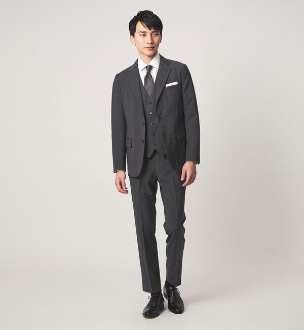 UNITED ARROWS green label relaxing「A+ TWPU トロピカル無地 スリム セットアップ パンツ スラックス -ウォッシャブル・ストレッチ・ウエストア」|スーツ|