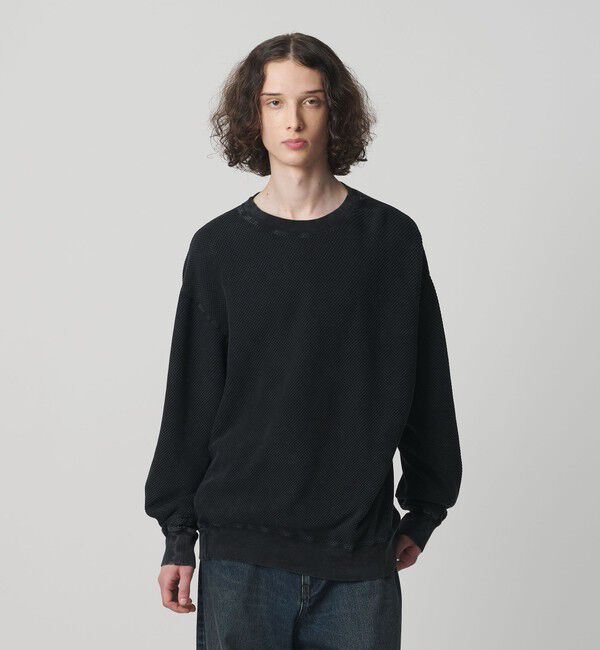 MONKEY TIME「ウォッシュド ワッフル クルーネック」|Tシャツ・カットソー|