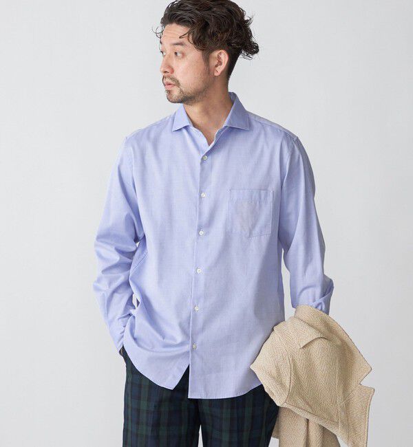 SHIPS「SHIPS:〈接触冷感〉 セミワイドカラー アイスコットン ロングスリーブ シャツ」|シャツ・ブラウス|