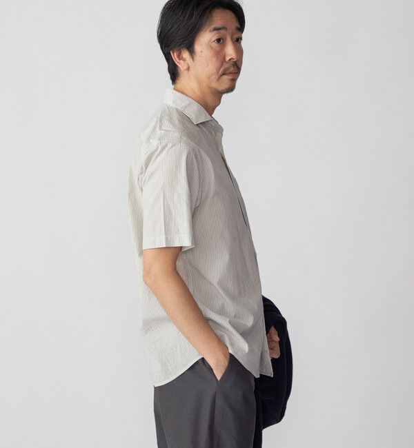 SHIPS「SHIPS: ボイル セミワイドカラー ストライプ ショートスリーブ シャツ」|シャツ・ブラウス|