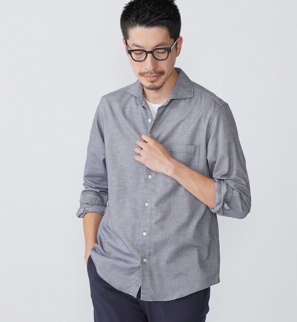 SHIPS「SHIPS: ネル ソリッド セミワイドカラー シャツ」|シャツ・ブラウス|ライトグレー