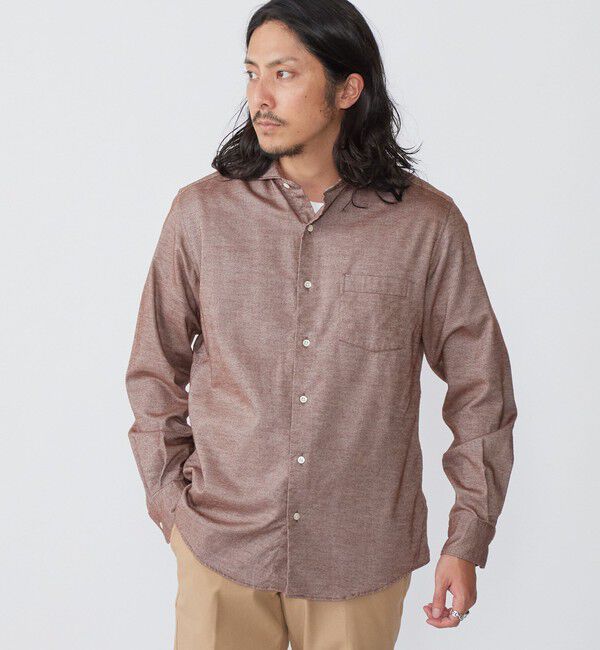 SHIPS「SHIPS: ネル ソリッド セミワイドカラー シャツ」|シャツ・ブラウス|ブラウン系
