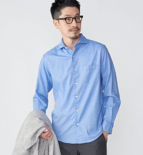 SHIPS「SHIPS: ネル ソリッド セミワイドカラー シャツ」|シャツ・ブラウス|ライトブルー
