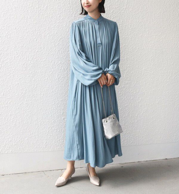 SHIPS for women「little black:〈手洗い可能〉カッセン ボリューム ワンピース（セレモニー対応可）」|ワンピース|ブルー