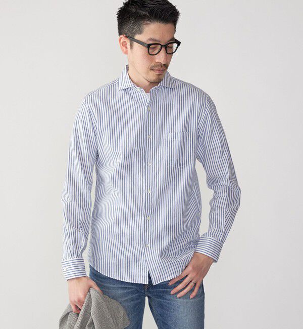 SHIPS「SHIPS: 〈接触冷感〉セミワイドカラー アイスコットン カラミ ロングスリーブ シャツ」|シャツ・ブラウス|