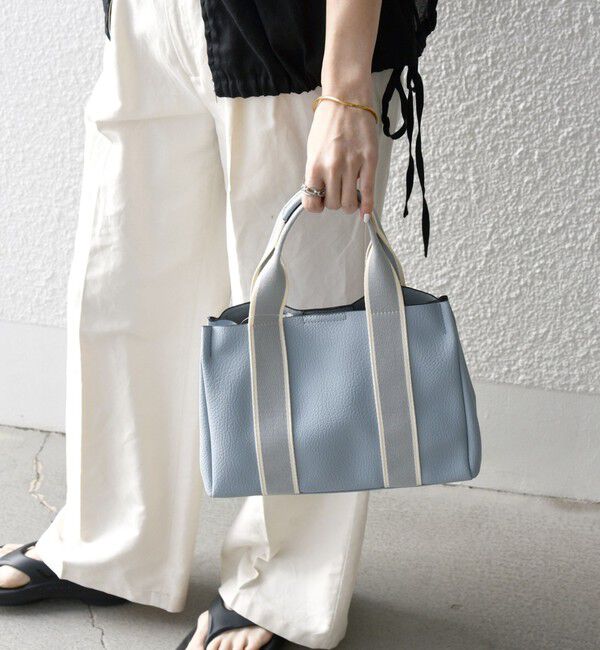 SHIPS any「【WEB限定】SHIPS any: ライン テープ ハンドル トート バッグ」|ハンドバッグ|