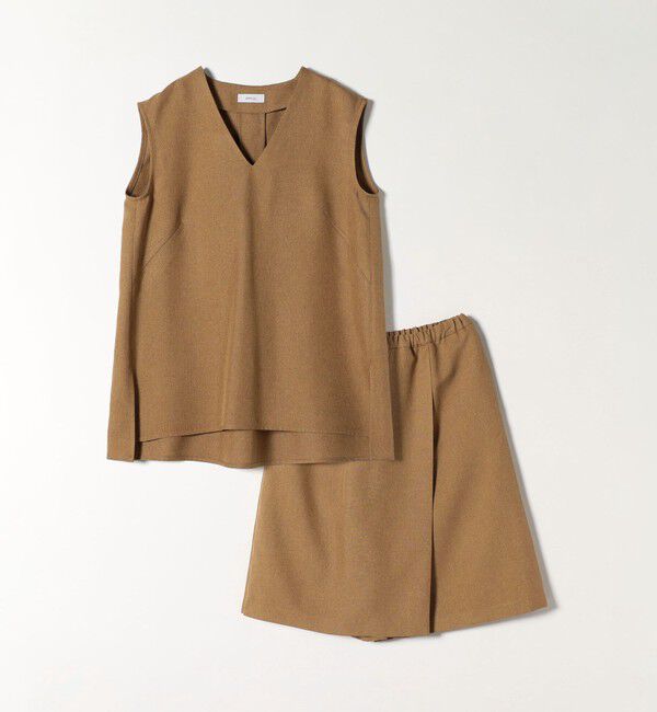 SHIPS any「SHIPS any:〈洗濯機可能〉リネンライク ブラウス &times; キュロットパンツ セットアップ」|キュロット|