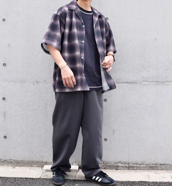 SHIPS any「SHIPS any: メッシュ オンブレチェック / ウェーブ パターン オープンカラー シアー シャツ◇」|シャツ・ブラウス|