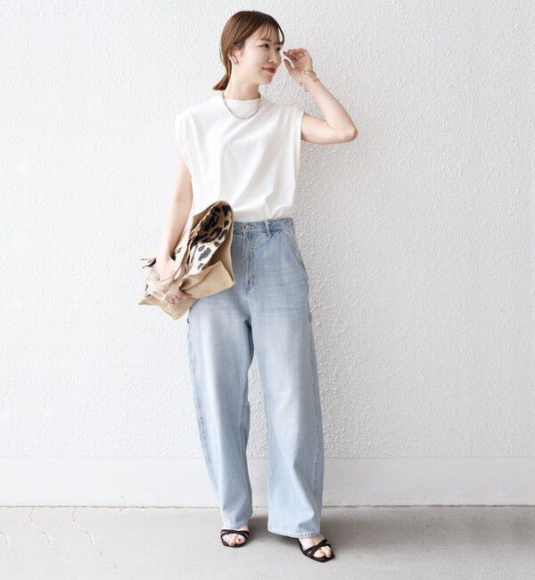 SHIPS any「SHIPS any:〈抗菌防臭/洗濯機可能〉USAコットン ラウンドヘム ノースリーブ TEE」|Tシャツ・カットソー|