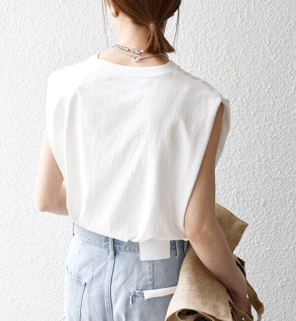 SHIPS any「SHIPS any:〈抗菌防臭/洗濯機可能〉USAコットン ラウンドヘム ノースリーブ TEE」|Tシャツ・カットソー|