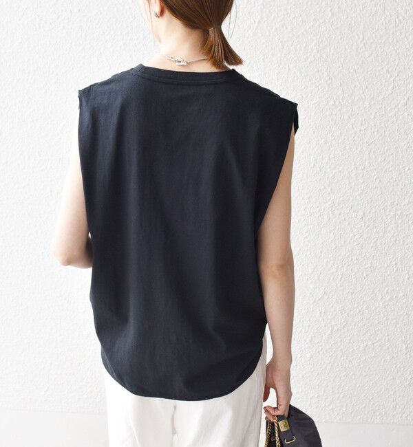 SHIPS any「SHIPS any:〈抗菌防臭/洗濯機可能〉USAコットン ラウンドヘム ノースリーブ TEE」|Tシャツ・カットソー|