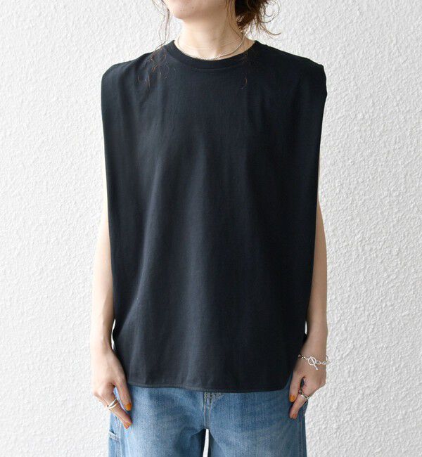 SHIPS any「SHIPS any:〈抗菌防臭/洗濯機可能〉USAコットン ラウンドヘム ノースリーブ TEE」|Tシャツ・カットソー|