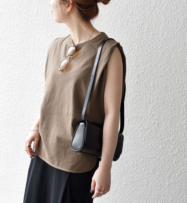 SHIPS any「SHIPS any:〈抗菌防臭/洗濯機可能〉USAコットン ラウンドヘム ノースリーブ TEE」|Tシャツ・カットソー|