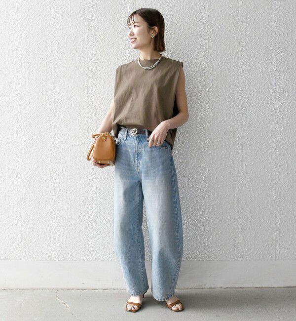 SHIPS any「SHIPS any:〈抗菌防臭/洗濯機可能〉USAコットン ラウンドヘム ノースリーブ TEE」|Tシャツ・カットソー|