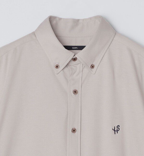 SHIPS「【WEB限定】SHIPS: ワンポイント ロゴ ジャージー ボタンダウン 5スリーブ シャツ」|シャツ・ブラウス|