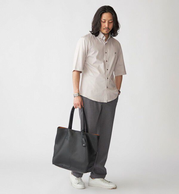 SHIPS「【WEB限定】SHIPS: ワンポイント ロゴ ジャージー ボタンダウン 5スリーブ シャツ」|シャツ・ブラウス|