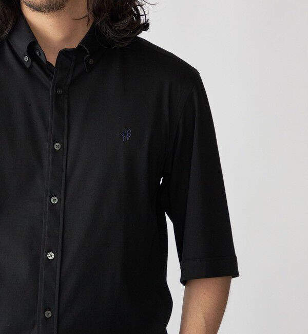 SHIPS「【WEB限定】SHIPS: ワンポイント ロゴ ジャージー ボタンダウン 5スリーブ シャツ」|シャツ・ブラウス|